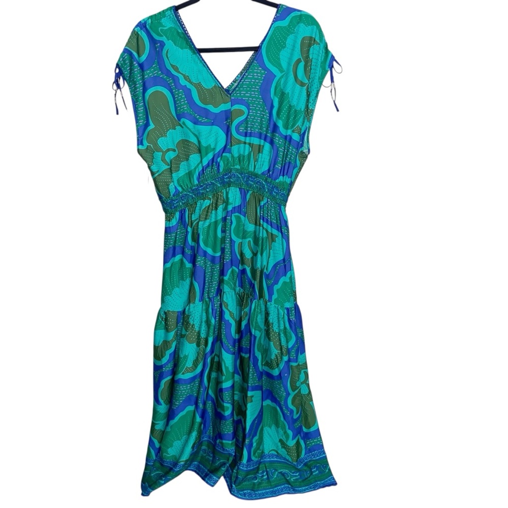 Tribal Femme Dress Womens Medium Border Print Jademist Maxi Resort Boho Coastal